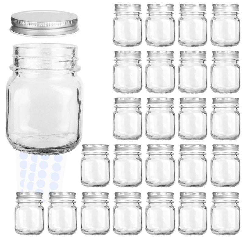 KAMOTA Glass Jars, 4 oz Mini Jars With Lids for Mason Canning Favor DIY Spice Jam, 24 Pack, 30 Whiteboard Labels Included - Image 1